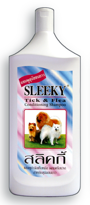 แชมพูกำจัดเห็บหมัดผสมครีมนวด SLEEKY สำหรับสุนัขขนยาวทุกสายพันธุ์ 1000 ซีซี