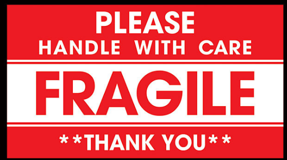 สติ๊กเกอร์แจ้งเตือนแบบแปะกล่อง 100 แผ่น/แบบ