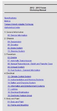 คู่มือซ่อม WIRING DIAGRAM All New Ford Focus 2012-2013