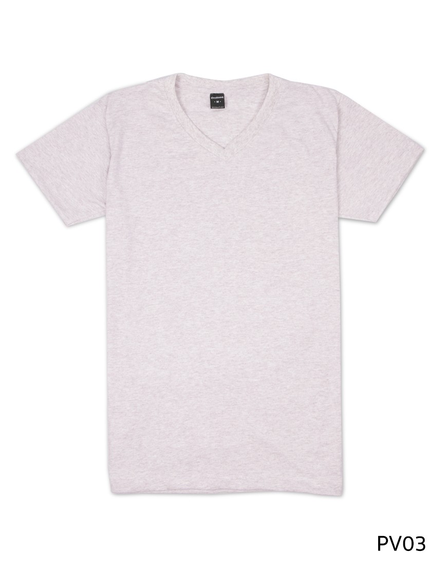 เสื้อยืดคอวีเรียบ Pv03 สีชมพูฟอก