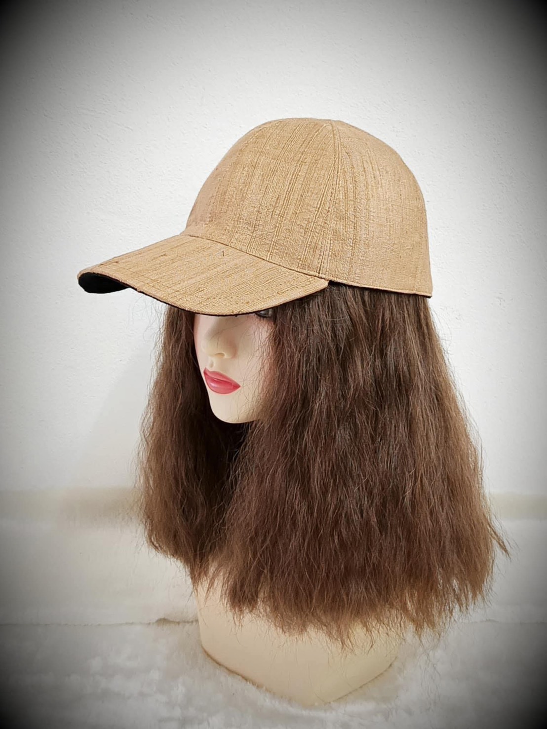 หมวก Cap ไหมแท้ เนื้อไหมลืบมีขี้ไหม ผิวสัมผัสหยาบนุ่ม ปรับไซส์ได้ สีน้ำตาล รหัส WH-116-HD0830681