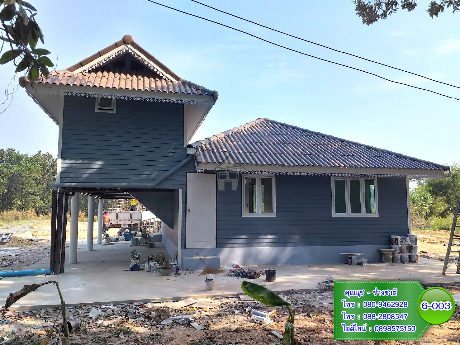 6-003 บ้านน็อคดาวน์ทรงปั้นหยาผสมมะนิลา