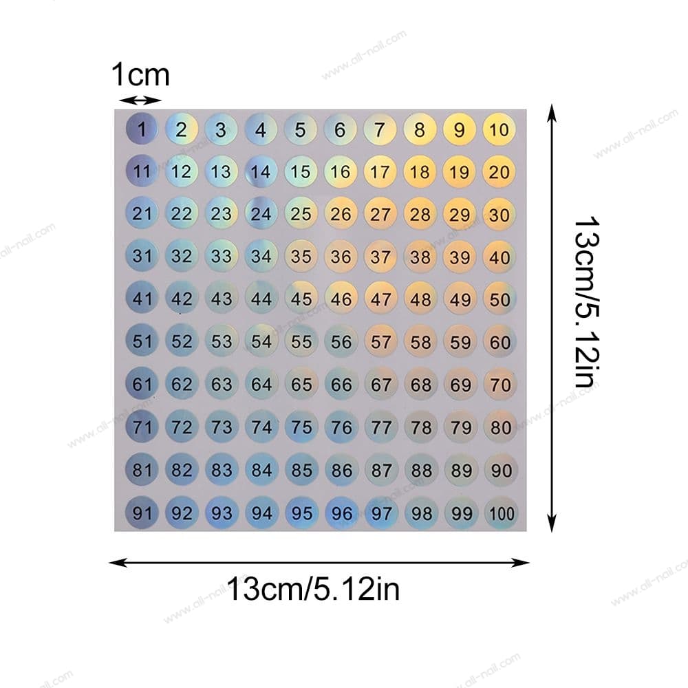 สติ๊กเกอร์หมายเลข สติ๊กเกอร์ตัวเลข ติดบนขวดสีทาเล็บ เลข1-100