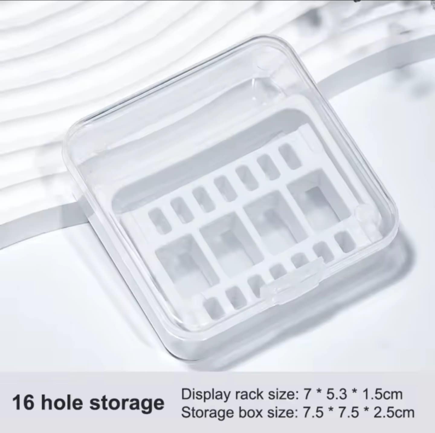 กล่องเก็บดอกเจียรทำเล็บ ที่เก็บหัวดอกเจียร กล่องใส่หัวเจียรเล็บ 16ช่อง พร้อมกล่องใสพกพา