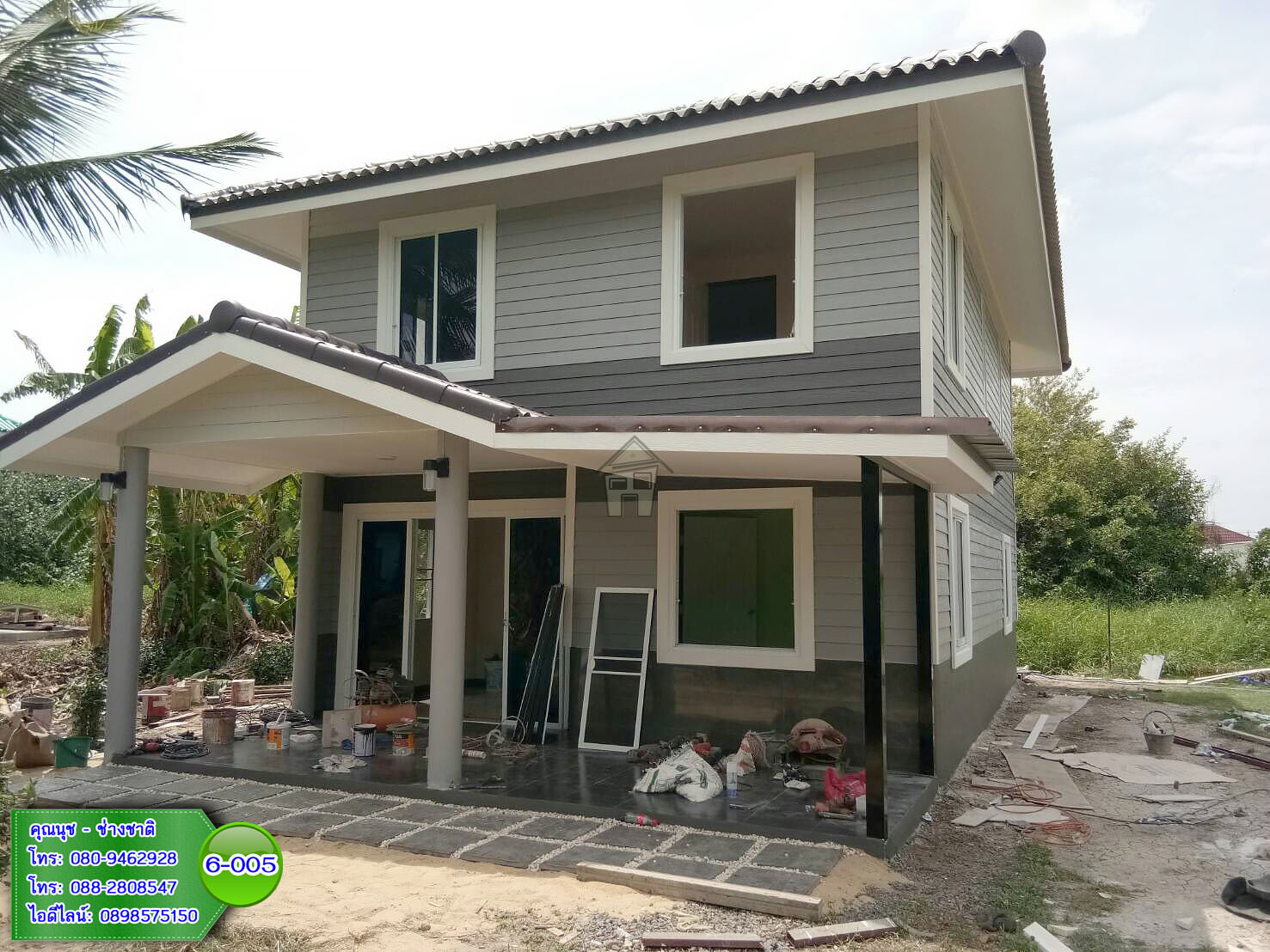 6-005 บ้านน็อคดาวน์ หลังใหญ่ ทรงปั้นหยา-สีเทา