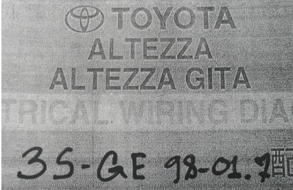 หนังสือ วงจรไฟฟ้า (wiring diagram) รถยนต์ TOYOTA ALTEZZA & ALTEZZA GITA ปี 2001 (JP) เครื่องยนต์ 3S-GE 1G-FE 2JZ-GE