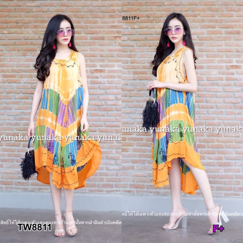 Dress เดรสแขนกุดมัดย้อม TW8811