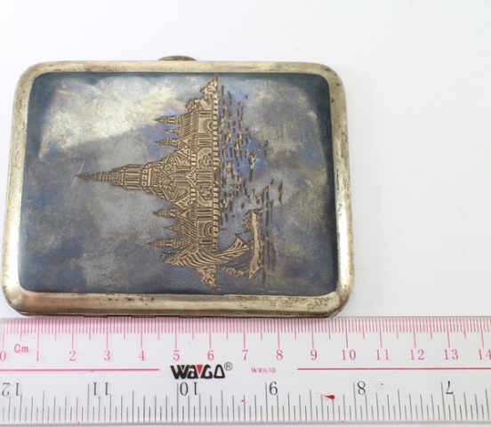 SI142 ตลับเงินอังกฤษ เงินแท้ นน. 114.4 กรัม กว้าง 7.8 cm ยาว 10 cm