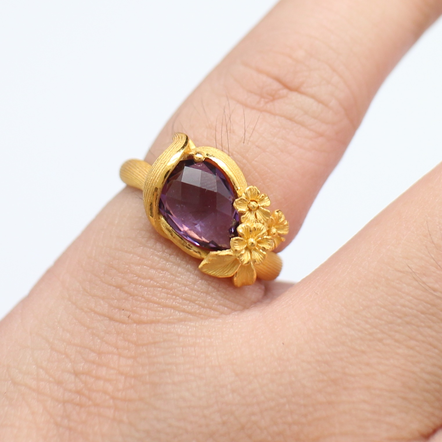 RG250211 ชุดอะเมทิส แหวน จี้ ต่างหู Primagold ทองแท้ 99.99% นน.รวม 19 กรัม แหวนไซส์ 52