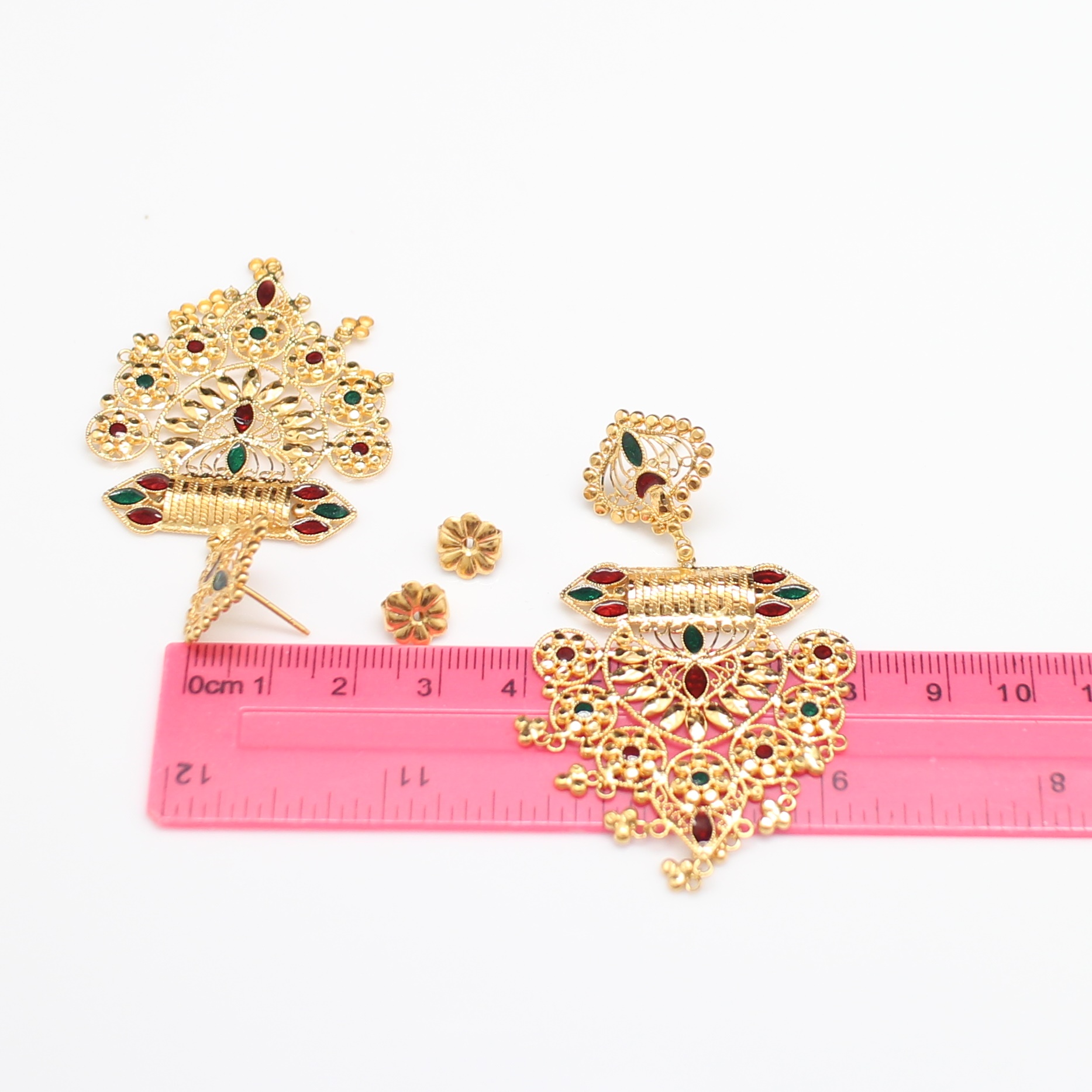 NL25053 สร้อยคอทองลงยาตุ้งติ้งพร้อมต่างหูเข้าเซท ทองแท้ 90% ต่างหูหนัก 15.2 กรัม สร้อยคอหนัก 37 กรัม ยาว 18 นิ้ว งานสวยมาก