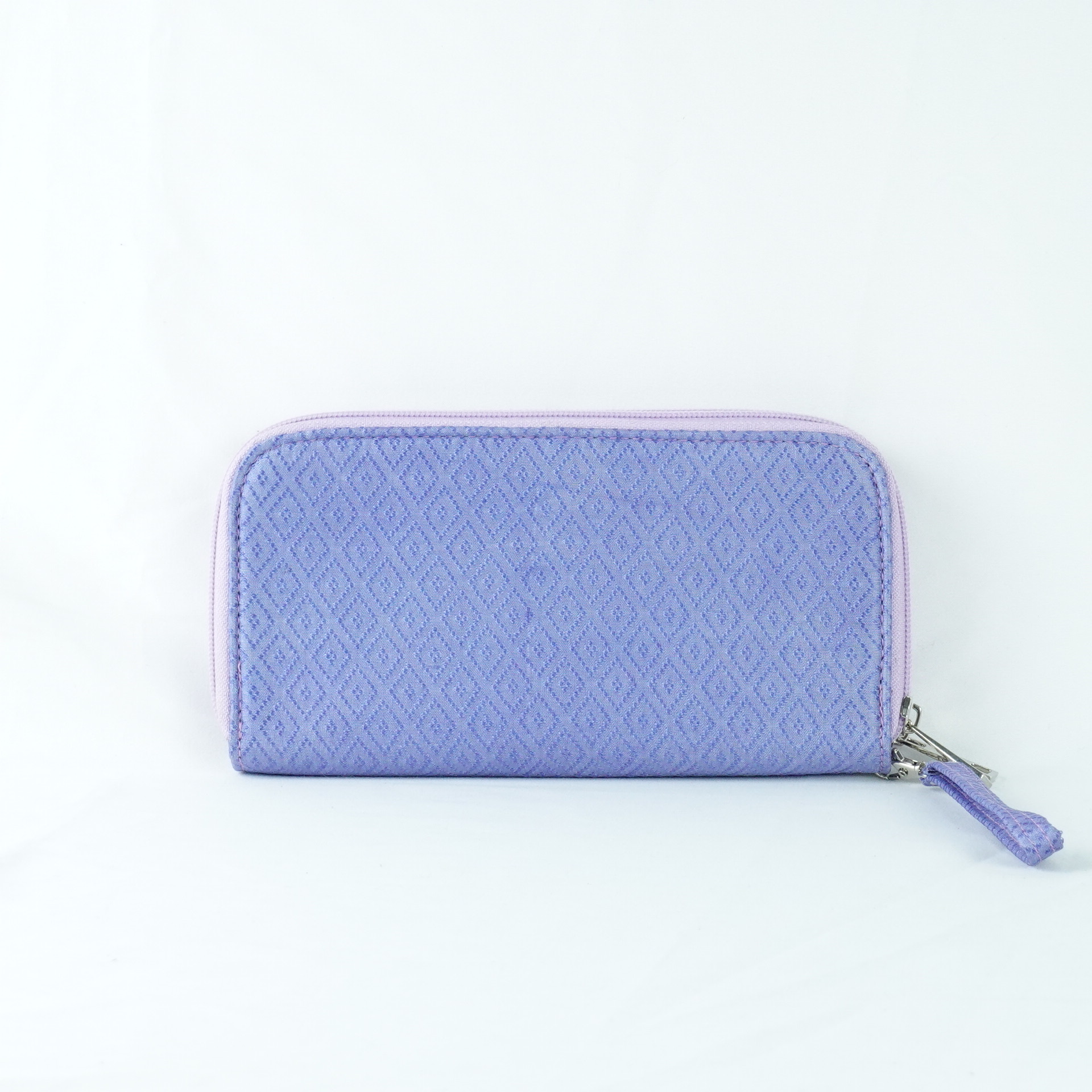 กระเป๋าเงินผ้าไหม ซิปรอบ2ซิป ขนาด 3x11x21ซม.พื้นสีม่วง รหัส GM-TT-060568169