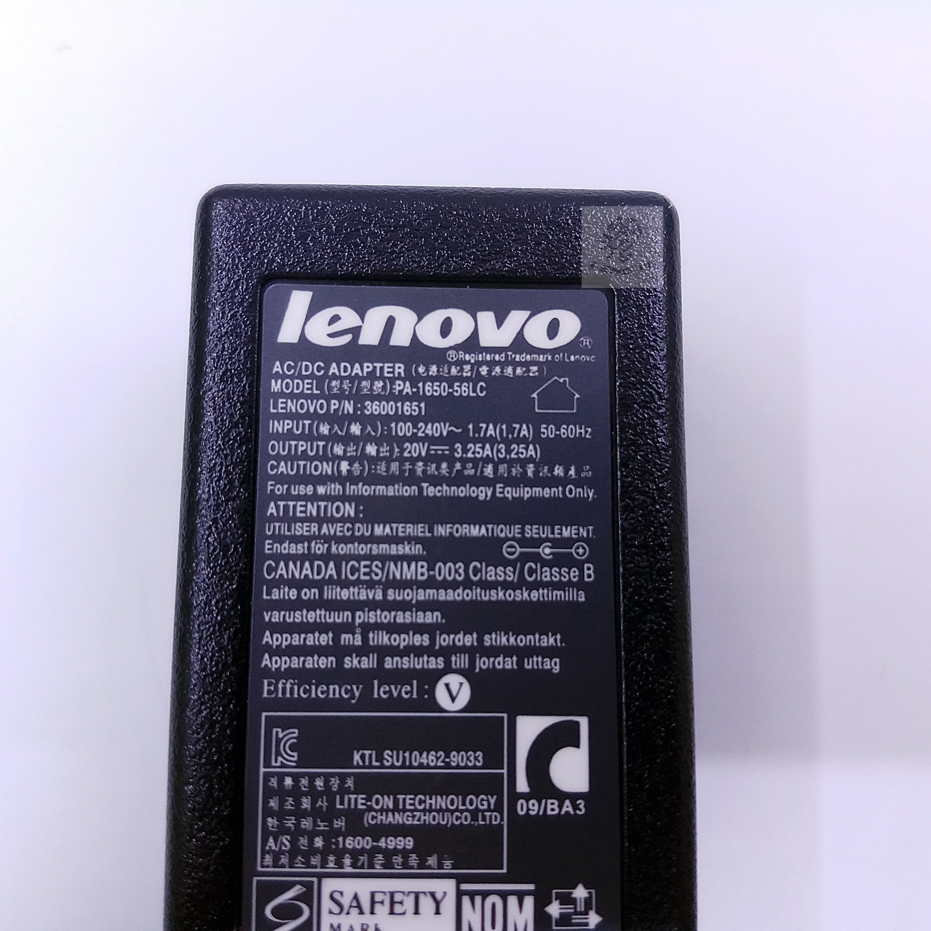 ADAPTER LENOVO 20V 3.25A 65W หัว 5.5*2.5MM (ของเทียบ OEM)