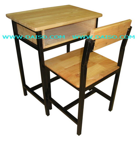 ชุดโต๊ะเก้าอี้เด็กนักเรียนมัธยม ชุดโต๊ะเก้าอี้นักเรียนขาเหล็กหน้าไม้ยางพารา