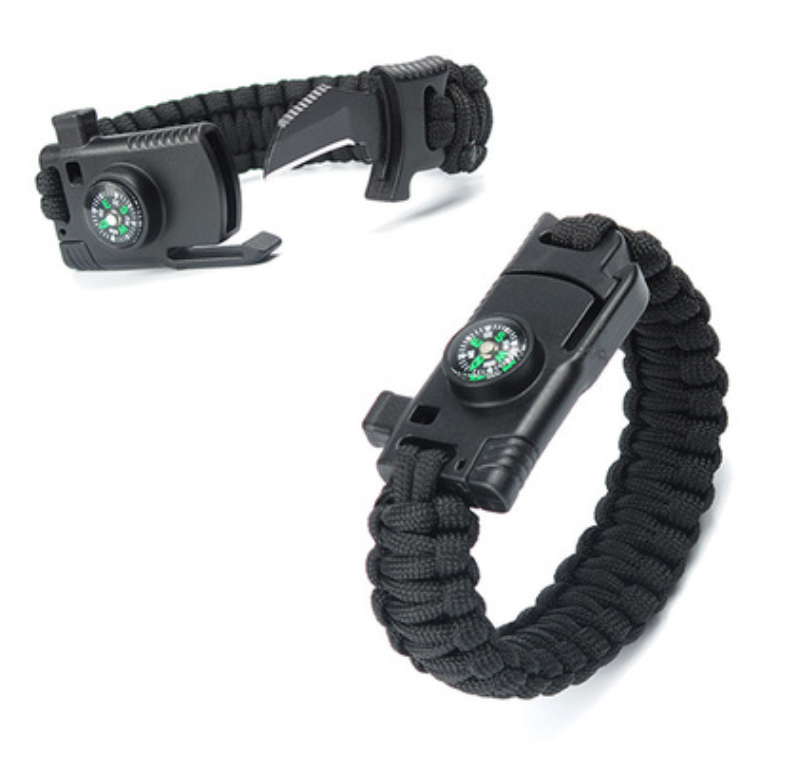 ตัวล็อคก้ามปู ซ่อนมีด มีเข็มทิศ,แท่งจุดไฟและนกหวีดในตัว