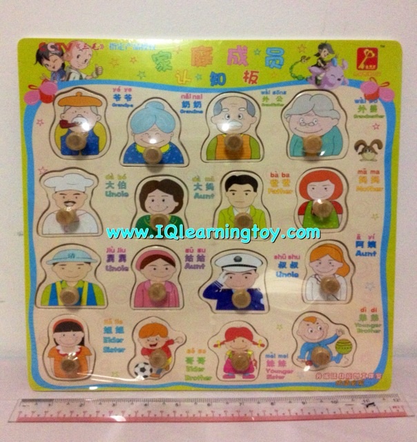 ของเล่นไม้ - จิ๊กซอว์ไม้ ภาพตัดต่อชุดครอบครัวของเรา สอนคำศัพท์ภาษาอังกฤษ และภาษาจีน จัดส่งฟรีค่ะ