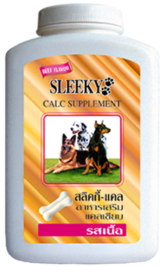 แคลเซียมสุนัข SLEEKY (สลิคกี้) บำรุงร่างกายและกระดูก รสเนื้อ สำหรับหมาทุกพันธุ์ - ขวดใหญ่ 630 กรัม