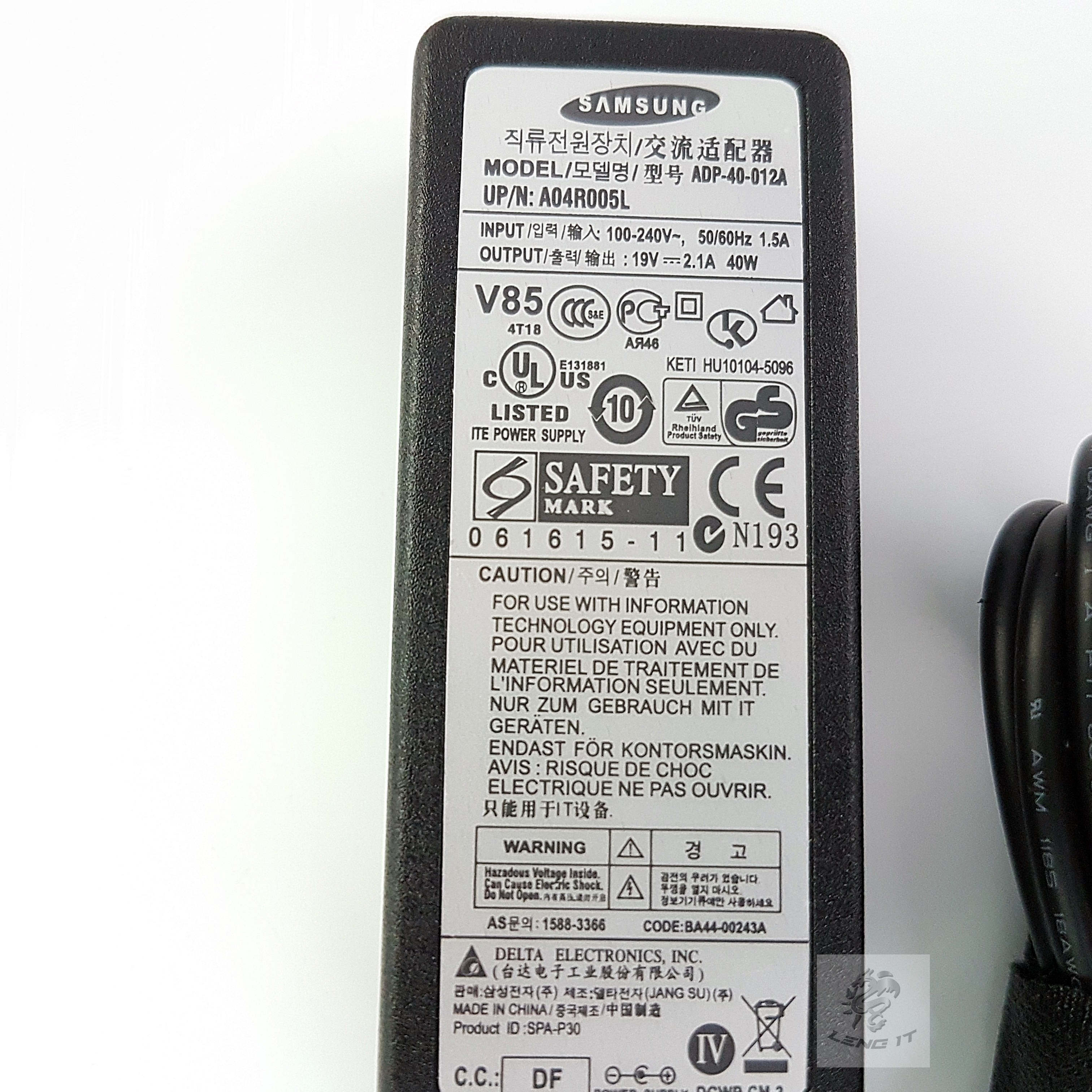 ADAPTER SAMSUNG 19V 2.1A 40W หัว5.5x3.0MM (ของเทียบ OEM)