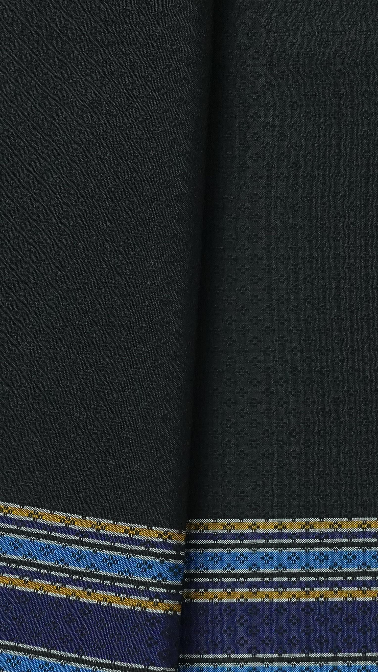 (ผ้าชุด)ไหมสีพื้นมีเชิง (ผ้าพื้น2หลา+ผ้าซิ่น2หลา) เฉดสีดำ รหัส B7C-ME-66-08206716