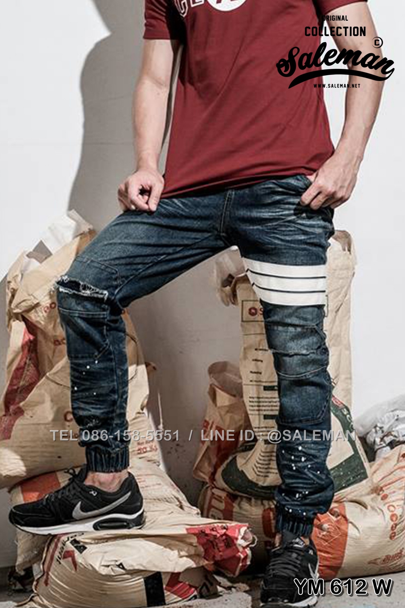 STRETCH JEANS JOGGER PANTS | ขาจั๊มยีนส์ยืด YM612 W