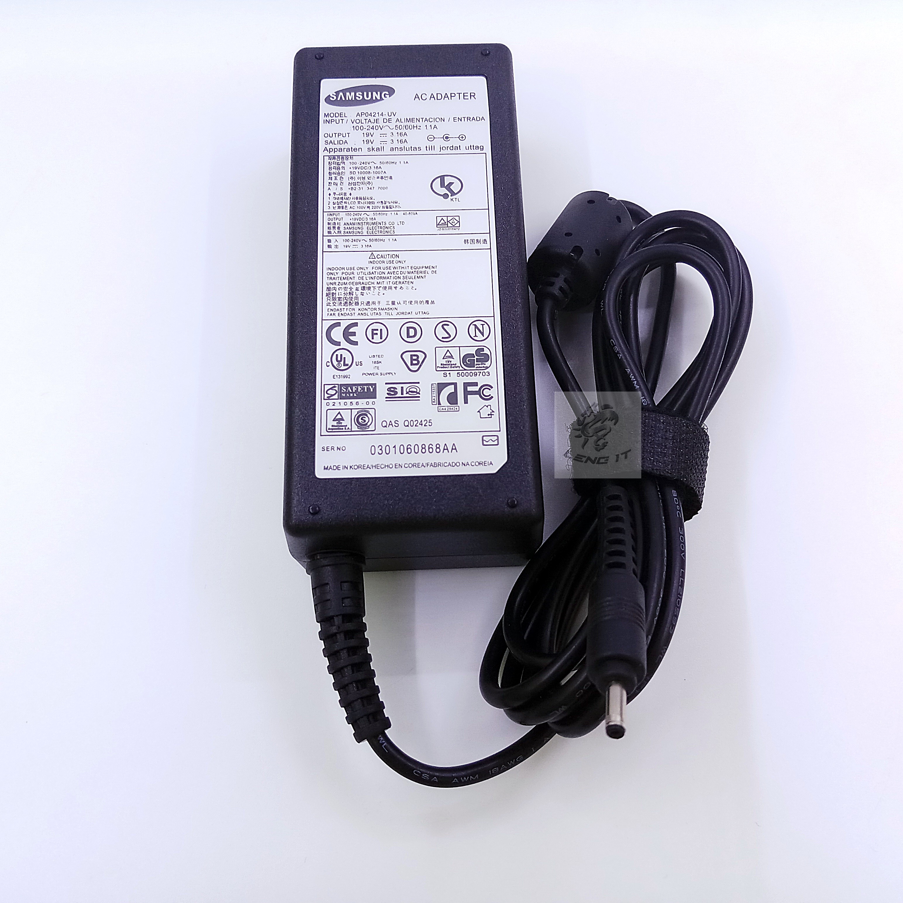 ADAPTER SAMSUNG 19V 3.16A 65W หัว3.0x1.0MM (ของเทียบ OEM)