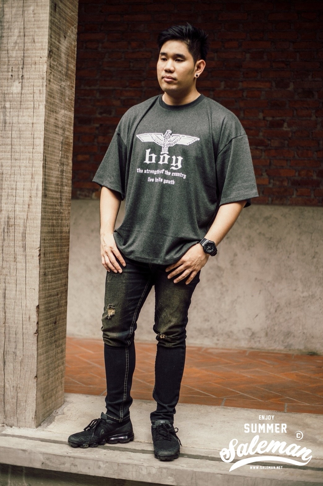 เสื้อยืด Boy สีเทาเข้ม-108-2