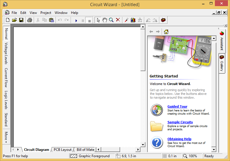 หน้าตาโปรแกรม Circuit Wizard