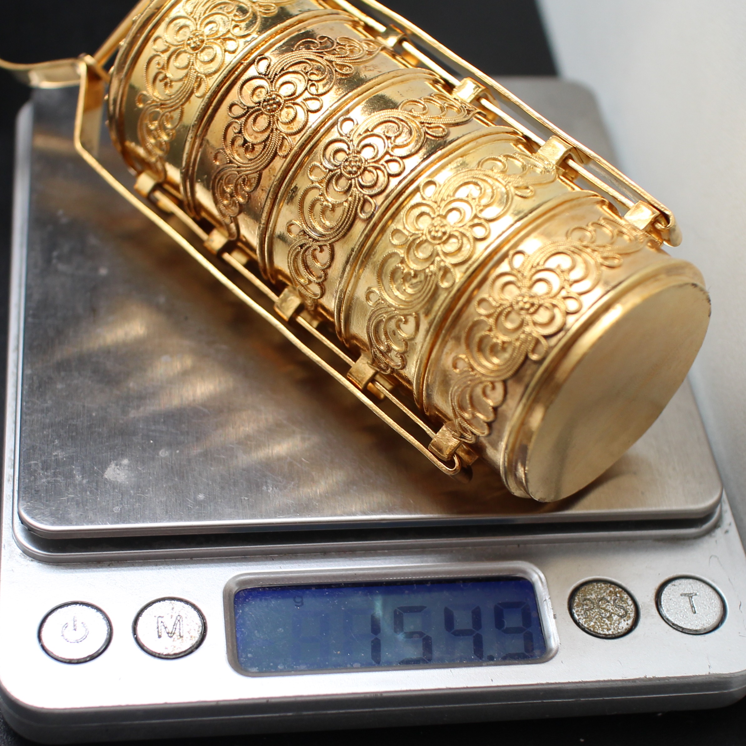 SI380 ปิ่นโตเถาใหญ่ 5 ชั้น เงินแท้ ชุบทอง นน. 154.9 กรัม