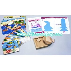 Kumon- Tangram Block Puzzle คุมอง เป็นบล็อคไม้ 7 ชิ้น ช่วยฝึกสมาธิ ฝึกกล้ามเนื้อมือและประสาทสายตาเรียนรู้เรื่องรูปทรง และความคิดสร้างสรรค์ ส่งฟรี