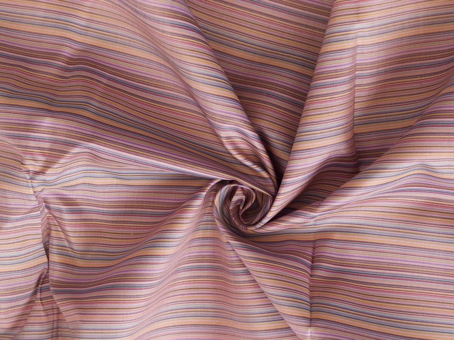 ผ้าไหมลายริ้ว ขายตามความยาวหลา โทนสีน้ำตาลเบจอมชมพู รหัส MC-119-1177YI2