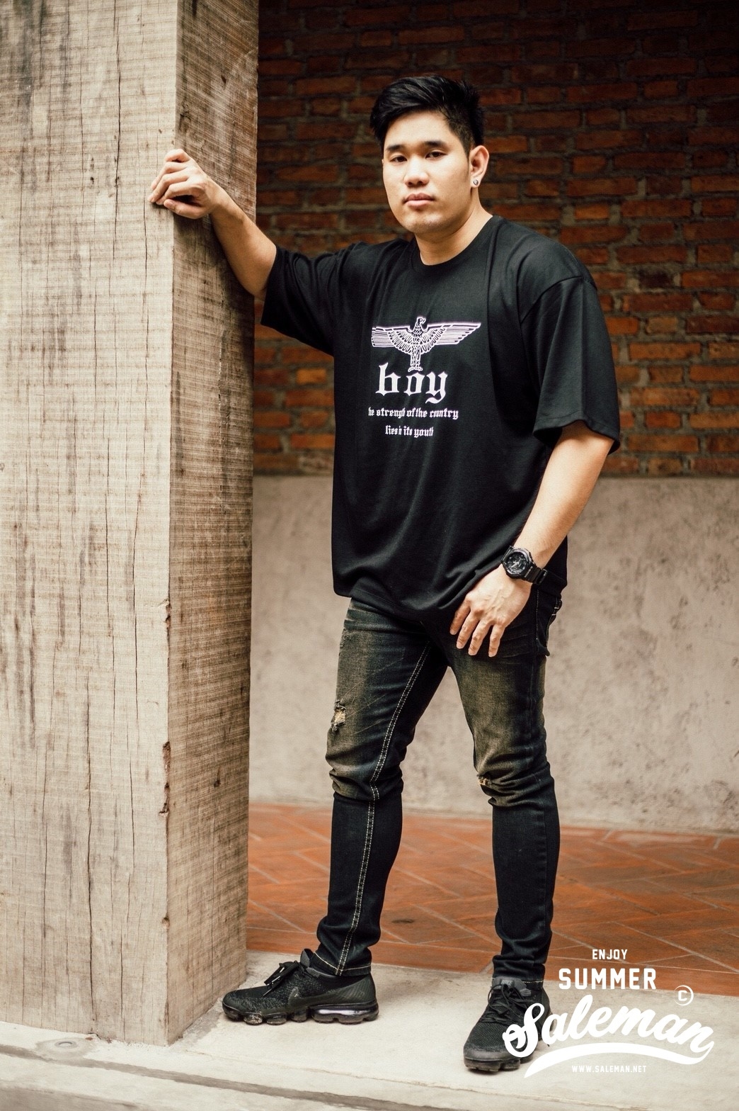 เสื้อยืด Boy สีดำ-108
