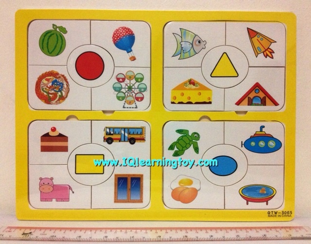 ของเล่นไม้ - (Jigsaw-4Shape) ภาพตัดต่อชุดจับกลุ่มรูปทรง ได้แก่ รูปทรงสี่เหลี่ยมผืนผ้า ทรงกลม ทรงสามเหลี่ยม และทรงรีรูปไข่ ส่งฟรี