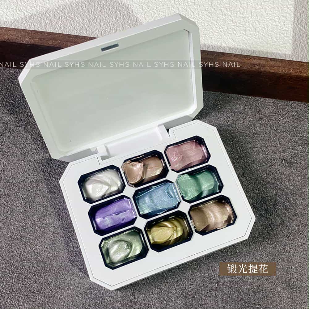 สีเจลเพ้นท์ สีเจลทำออมเบรย์ สีเจลไล่สี ใช้ทาได้ สีสดใส แบบตลับ 9สี/เซต
