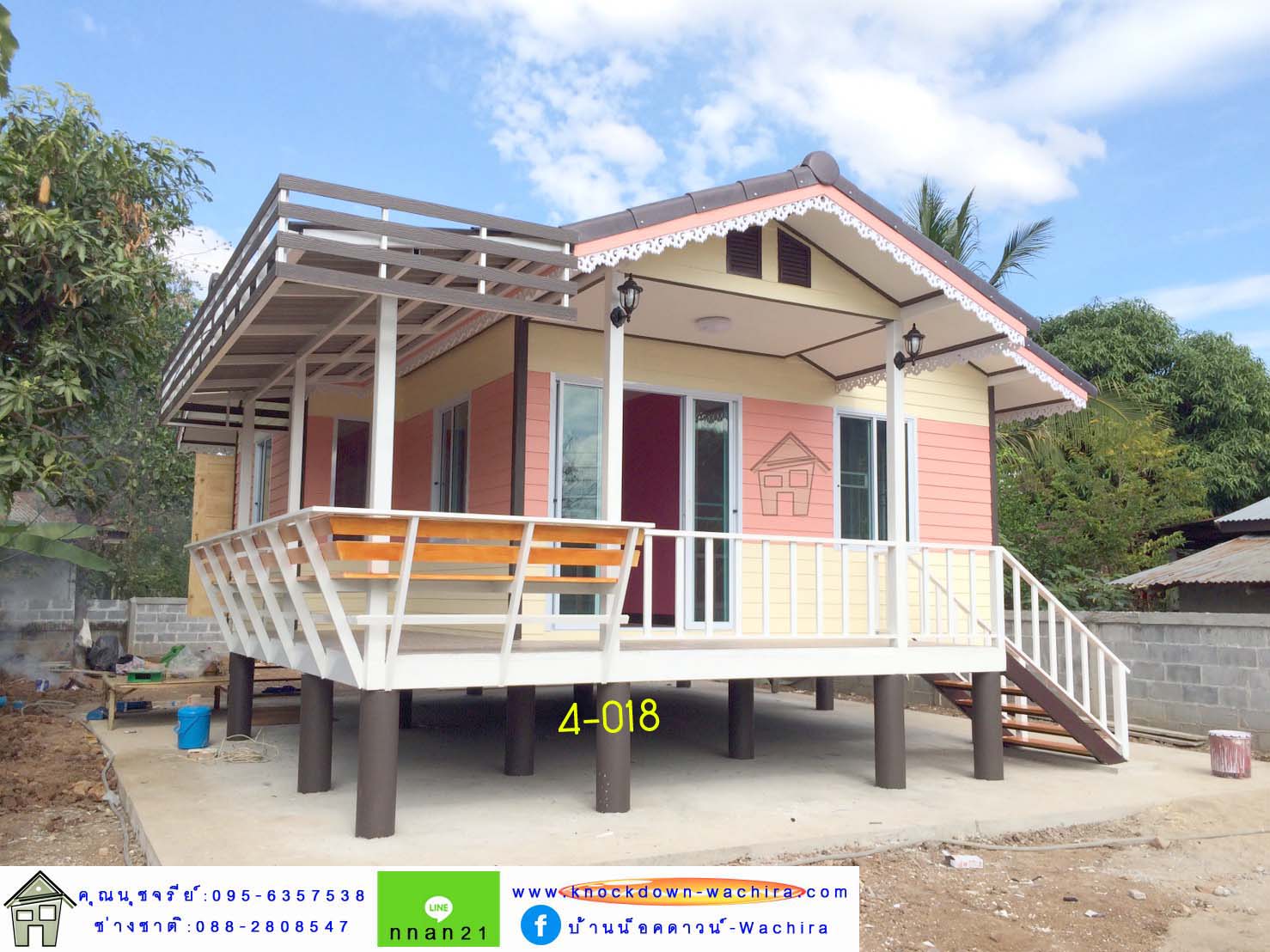 4-018 บ้านน็อคดาวน์ ทรงจั่วมุกซ้อน
