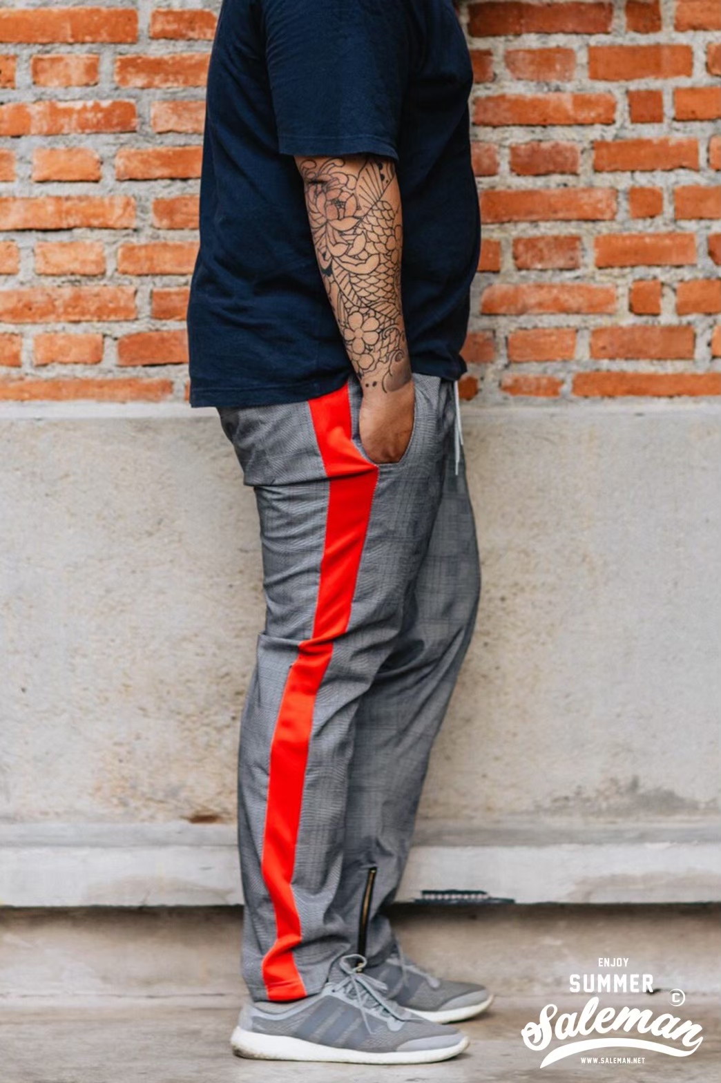 กางเกง Jogger ขาจั๊ม พรีเมี่ยม รหัส SC 616 R สก็อตแถบข้างแดง