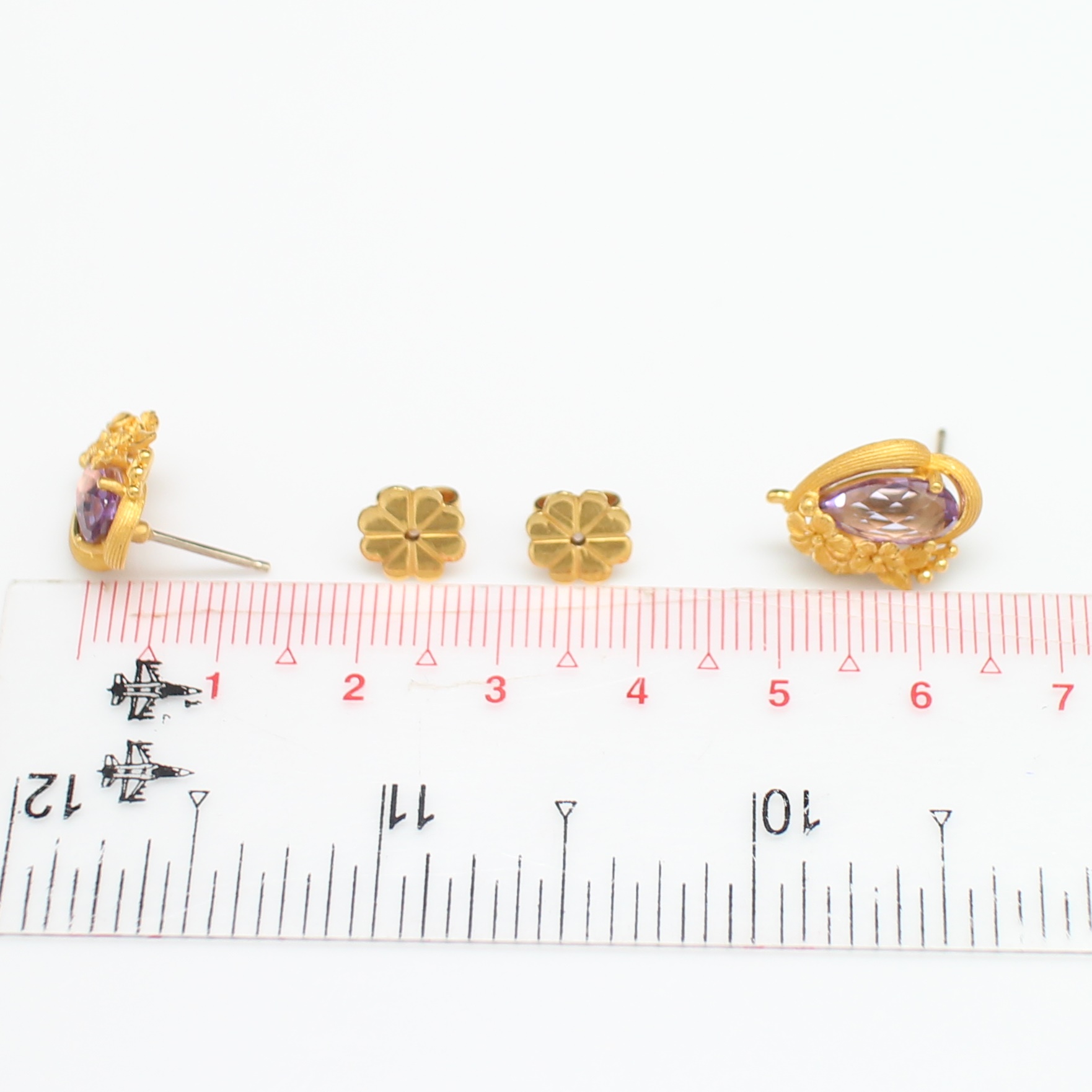 RG250211 ชุดอะเมทิส แหวน จี้ ต่างหู Primagold ทองแท้ 99.99% นน.รวม 19 กรัม แหวนไซส์ 52