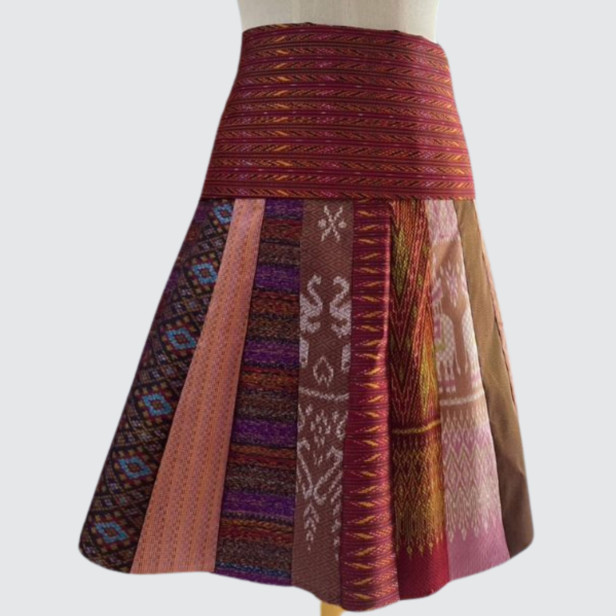 กระโปรงผ้าไหมต่อ ไหมแท้ คละสี คละลาย | แจ้งไซส์ได้