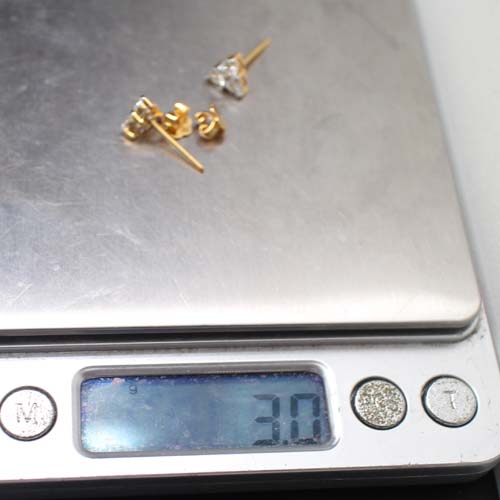 ER25061 ต่างหูเพชรมิตซู เพชรแท้ 6 เม็ด 0.98 กะรัต ทองแท้ 90% นน.รวม 3 กรัม เพชรไฟดี