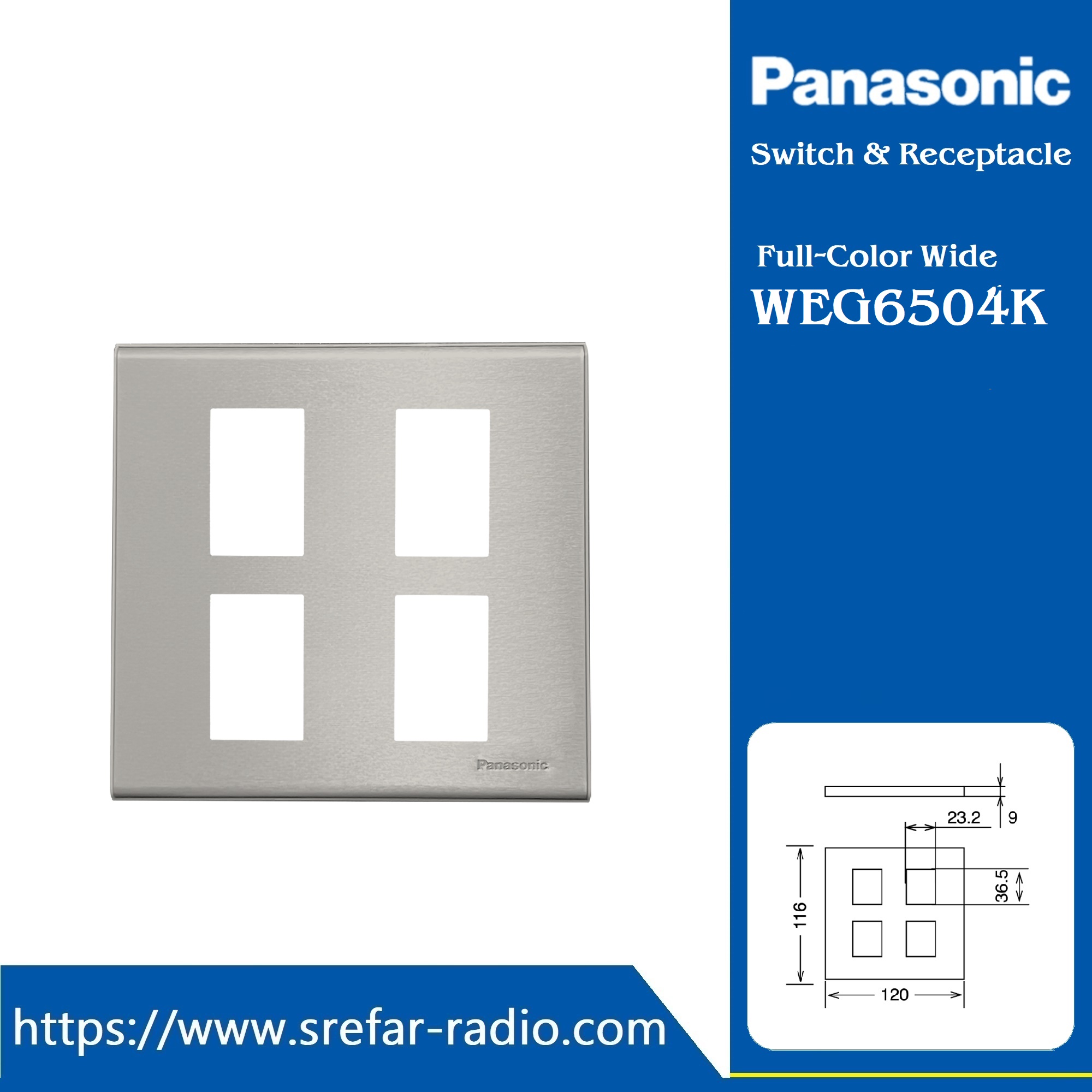 WEG6504K ฝาครอบอะลูมิเนียม 4 ช่อง Panasonic รุ่น WIDE SERIES
