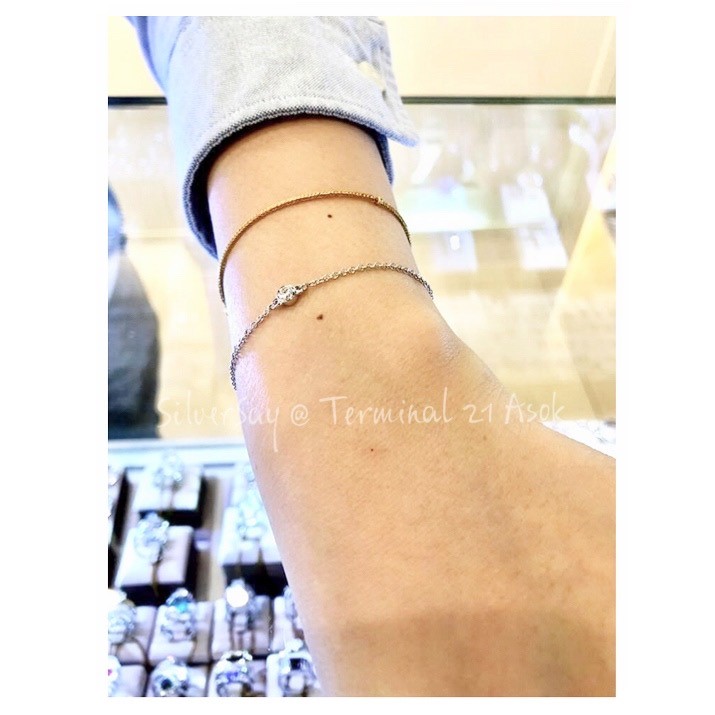 สร้อยข้อมือร้อยเพชรสวิส 3 มม./ฝังหุ้ม