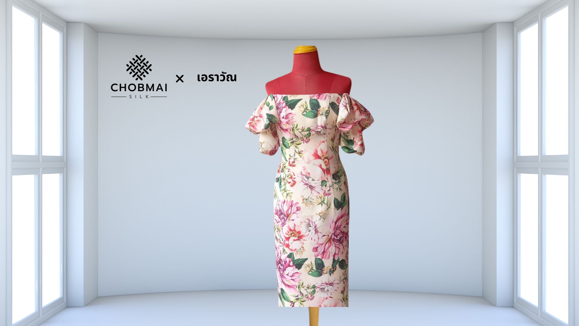 แบบตัดชุด เดรสผ้าไหม (ไม่รวมผ้า) chobmai x ARW รหัส CUT-ARW-0213694