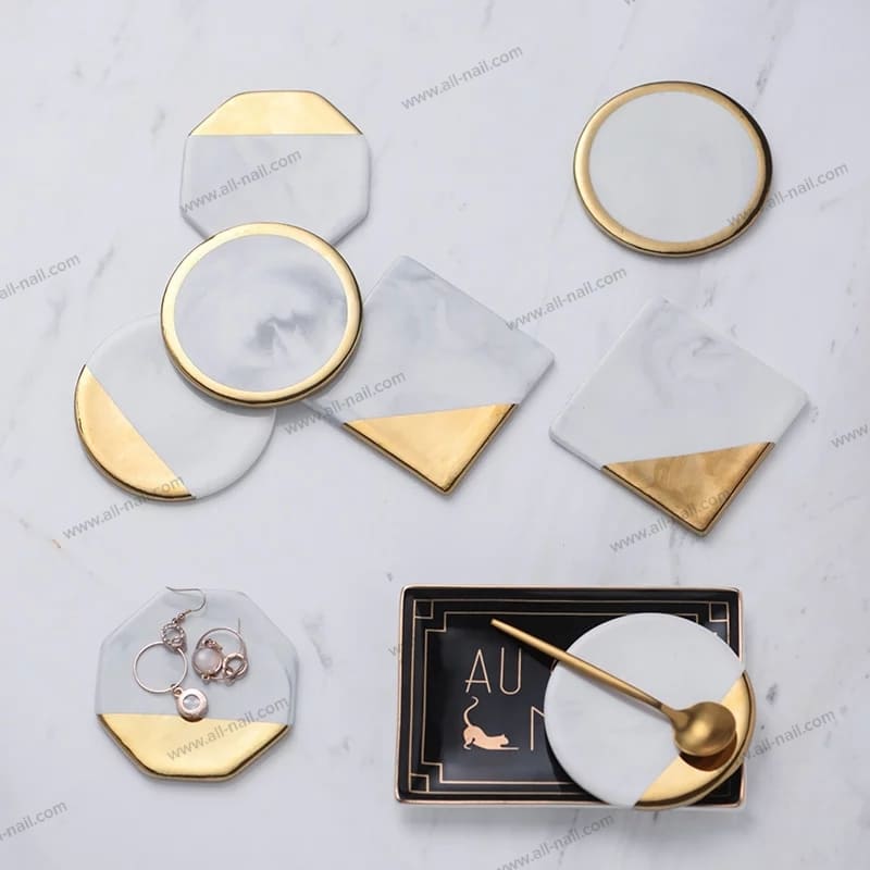 พร็อพถ่ายรูปเล็บ จานหินอ่อนถ่ายรูปโชว์เล็บ ฉากถ่ายรูป จานสี จานรองแก้วแบบเรียบหรู