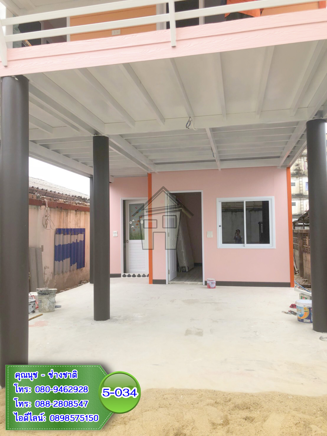 5-034 บ้านน็อคดาวน์ 2 ชั้น ทรงโมเดิรน์ (สีส้ม)