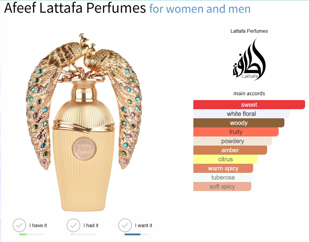 น้ำหอมแท้ Afeef Lattafa Perfumes for women and men 100ml กล่องซีล คล้าย TF Bitter Peach