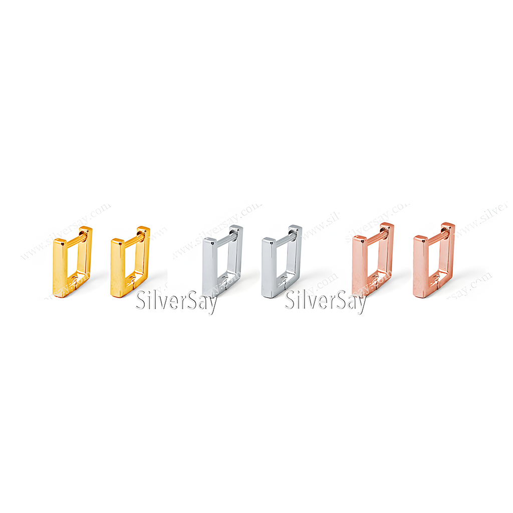 ต่างหูห่วงทรงสี่เหลี่ยม วงใน 6x7 มม./สีทองคำ22k