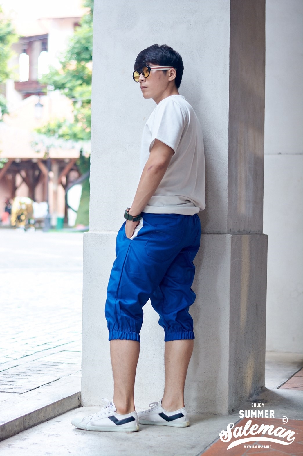 กางเกงขาสามส่วนCOTTON รหัสSS 306 RB สีน้ำเงิน