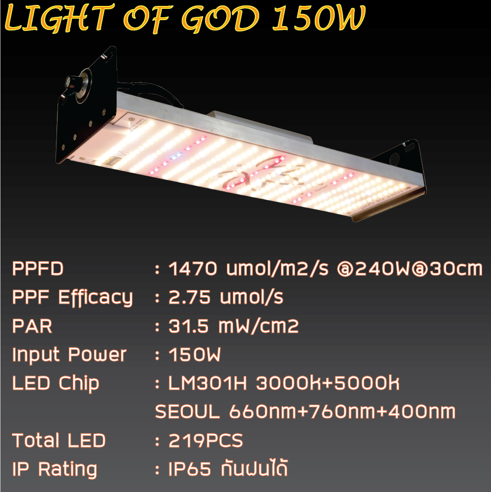 โคมไฟปลูกต้นไม้ 150W Light of god เสริมด้วย LED IR และ UV สำหรับไม้ด่างเร่งสีเร่งโต มีแสงครบทุกย่านที่พืชต้องการ