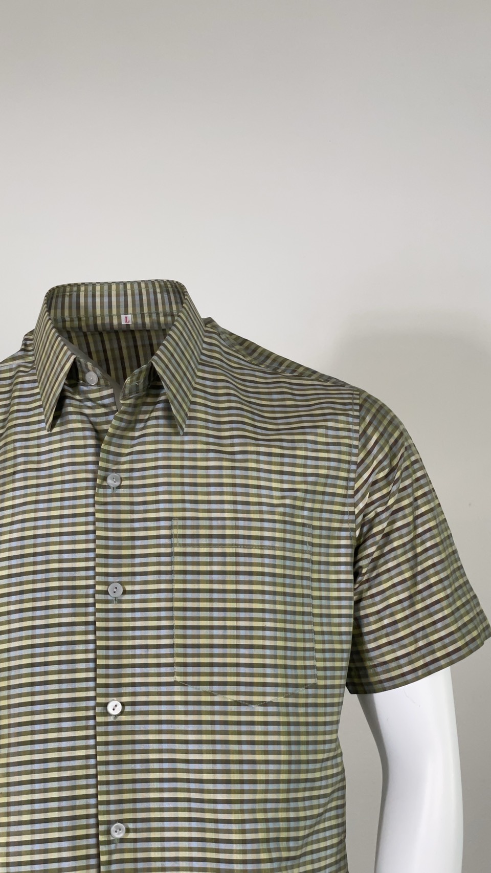 เสื้อเชิ้ต แขนสั้น ผ้าไหมลายสก็อต ไหมแท้ | เลือกไซส์ | เลือกสีผ้า รหัส DK-AA-11136840