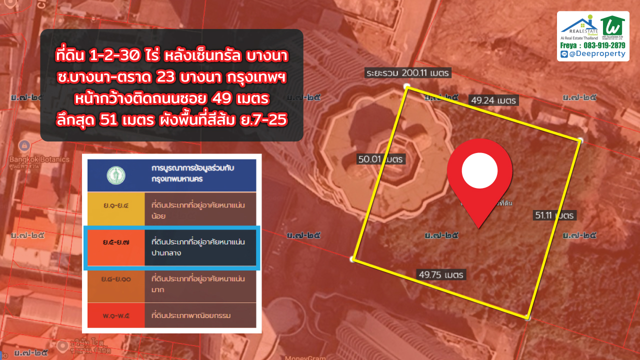 🏡ขายที่ดิน!! หลังเซ็นทรัลบางนา 630 ตรว. ถ.บางนา-ตลาด กม.3 รูปทรงสี่เหลี่ยม ตรงข้ามคอนโด CPN