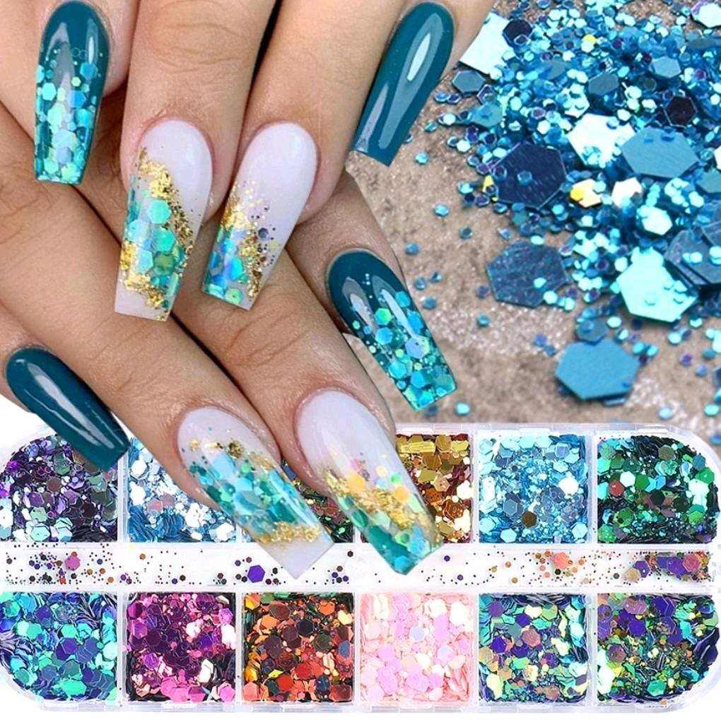 กากเพชรตกแต่งเล็บ กลิตเตอร์ติดเล็บ รูปทรงต่างๆ มีหลายแบบ