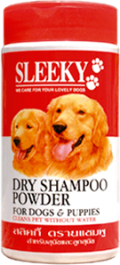 ดรายแชมพู SLEEKY แป้งทำความสะอาดสำหรับสุนัขและลูกสุนัข กระปุกเล็ก 150 กรัม